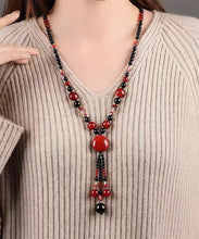 Load image into Gallery viewer, Classy Red Agate Coloured Glaze Cloisonne Pendant Necklace