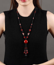 Load image into Gallery viewer, Classy Red Agate Coloured Glaze Cloisonne Pendant Necklace