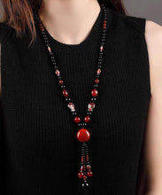 Load image into Gallery viewer, Classy Red Agate Coloured Glaze Cloisonne Pendant Necklace