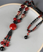 Load image into Gallery viewer, Classy Red Agate Coloured Glaze Cloisonne Pendant Necklace