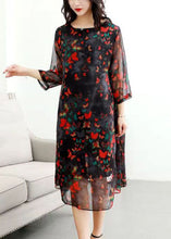 Load image into Gallery viewer, Classy Red O Neck Print Patchwork Chiffon Mid Dress Summer