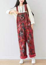 Load image into Gallery viewer, Classy Red Oversized Print Original Design Cotton Jumpsuit Spring