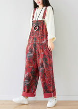 Load image into Gallery viewer, Classy Red Oversized Print Original Design Cotton Jumpsuit Spring