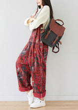 Load image into Gallery viewer, Classy Red Oversized Print Original Design Cotton Jumpsuit Spring