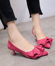 Load image into Gallery viewer, Classy Rose Ruffled Pointed Toe Splicing Stiletto High Heels