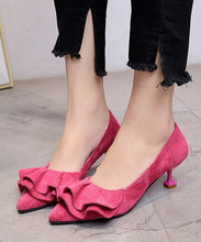 Load image into Gallery viewer, Classy Rose Ruffled Pointed Toe Splicing Stiletto High Heels