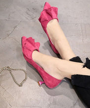 Load image into Gallery viewer, Classy Rose Ruffled Pointed Toe Splicing Stiletto High Heels