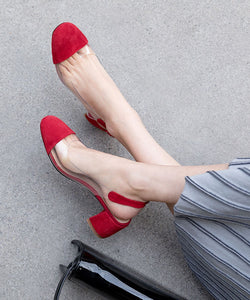 Classy Splicing Buckle Strap Clear Chunky Heel Sandals Red