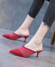 Load image into Gallery viewer, Classy Splicing High Heel Slide Sandals Red Knit Fabric Pointed Toe