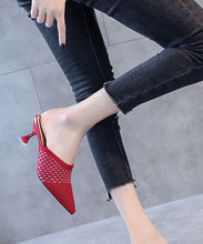 Load image into Gallery viewer, Classy Splicing High Heel Slide Sandals Red Knit Fabric Pointed Toe