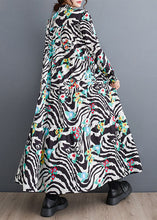 Load image into Gallery viewer, Classy Stand Collar Print Patchwork Wrinkled Maxi Dress Fall