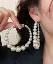 Load image into Gallery viewer, Classy White Copper Overgild Pearl Hoop Earrings