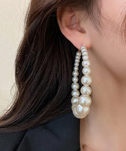 Load image into Gallery viewer, Classy White Copper Overgild Pearl Hoop Earrings