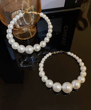 Load image into Gallery viewer, Classy White Copper Overgild Pearl Hoop Earrings