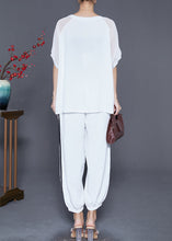 Load image into Gallery viewer, Classy White Oversized Print Linen Silk Two Pieces Set Summer