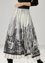 Load image into Gallery viewer, Classy White Striped Print Chiffon Pleated Skirts Summer