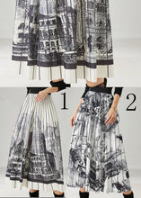 Load image into Gallery viewer, Classy White Striped Print Chiffon Pleated Skirts Summer