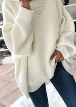 Load image into Gallery viewer, Classy White Turtleneck Cozy Cotton Knit Sweater Tops Fall