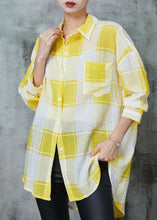 Load image into Gallery viewer, Classy Yellow Oversized Plaid Cotton UPF 50+ Tops Spring