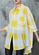 Load image into Gallery viewer, Classy Yellow Oversized Plaid Cotton UPF 50+ Tops Spring