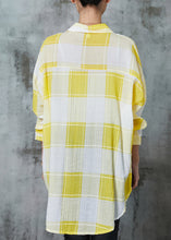 Load image into Gallery viewer, Classy Yellow Oversized Plaid Cotton UPF 50+ Tops Spring