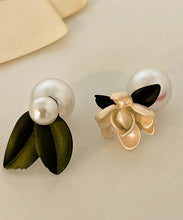 Load image into Gallery viewer, Classy Yellow Sterling Silver Asymmetricar Pearl Gardenia Stud Earrings