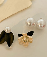 Load image into Gallery viewer, Classy Yellow Sterling Silver Asymmetricar Pearl Gardenia Stud Earrings