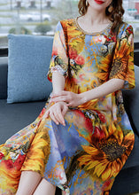 Load image into Gallery viewer, Classy Yellow The Sunflowers Print Patchwork Chiffon Dress Summer