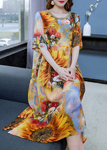 Load image into Gallery viewer, Classy Yellow The Sunflowers Print Patchwork Chiffon Dress Summer