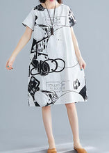 Load image into Gallery viewer, Classy Black flower linen Wardrobes o neck short sleeve shift summer Dress