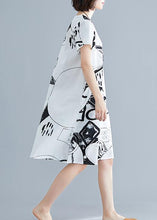 Load image into Gallery viewer, Classy Black flower linen Wardrobes o neck short sleeve shift summer Dress