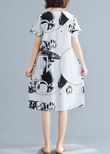 Load image into Gallery viewer, Classy Black flower linen Wardrobes o neck short sleeve shift summer Dress