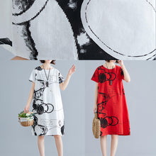 Load image into Gallery viewer, Classy Black flower linen Wardrobes o neck short sleeve shift summer Dress