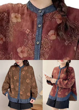 Load image into Gallery viewer, Coffee O-Neck Button Tops Long Sleeve