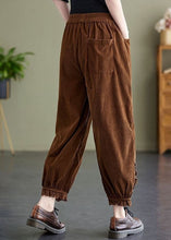 Load image into Gallery viewer, Coffee Patchwork Lace Warm Fleece Corduroy Harem Pants Embroidered Oversized Spring