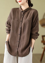 Load image into Gallery viewer, Coffee Peter Pan Collar Cozy Shirts Fall