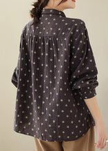 Load image into Gallery viewer, Coffee Print Cotton Blouses Peter Pan Collar Long Sleeve