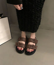 Load image into Gallery viewer, Coffee Slide Sandals Platform Comfortable Splicing Buckle Strap