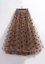 Load image into Gallery viewer, Coffee Wrinkled Tulle Skirt High Waist Summer