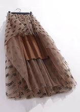 Load image into Gallery viewer, Coffee Wrinkled Tulle Skirt High Waist Summer