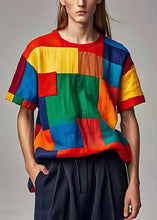 Load image into Gallery viewer, Colorblock Patchwork Linen Tank Tops Applique Summer