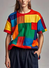 Load image into Gallery viewer, Colorblock Patchwork Linen Tank Tops Applique Summer