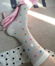 Load image into Gallery viewer, Colored Polka Dot Breathable Summer Fresh Thin Mid Length Socks