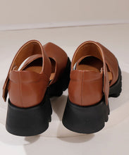 Load image into Gallery viewer, Comfortable Brown Chunky Cowhide Leather Buckle Strap High Heel Sandals