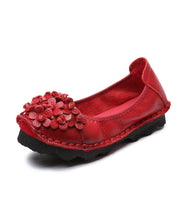 Load image into Gallery viewer, Comfortable Floral Splicing Flat Shoes Blue Cowhide Leather