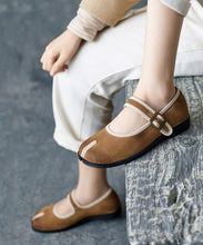 Load image into Gallery viewer, Comfy Caramel Splicing Buckle Strap Flats Shoes