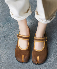 Load image into Gallery viewer, Comfy Caramel Splicing Buckle Strap Flats Shoes