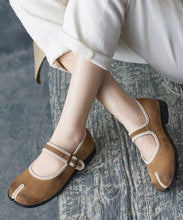 Load image into Gallery viewer, Comfy Caramel Splicing Buckle Strap Flats Shoes