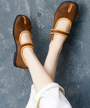 Load image into Gallery viewer, Comfy Caramel Splicing Buckle Strap Flats Shoes