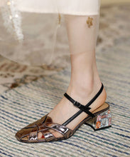 Load image into Gallery viewer, Comfy Hollow Out Splicing Chunky Sandals Gold Faux Leather